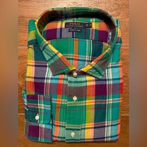 Polo Luxury Flannel Long Sleeve Shirt, Size 5XB, Color Green / Yellow / Purple